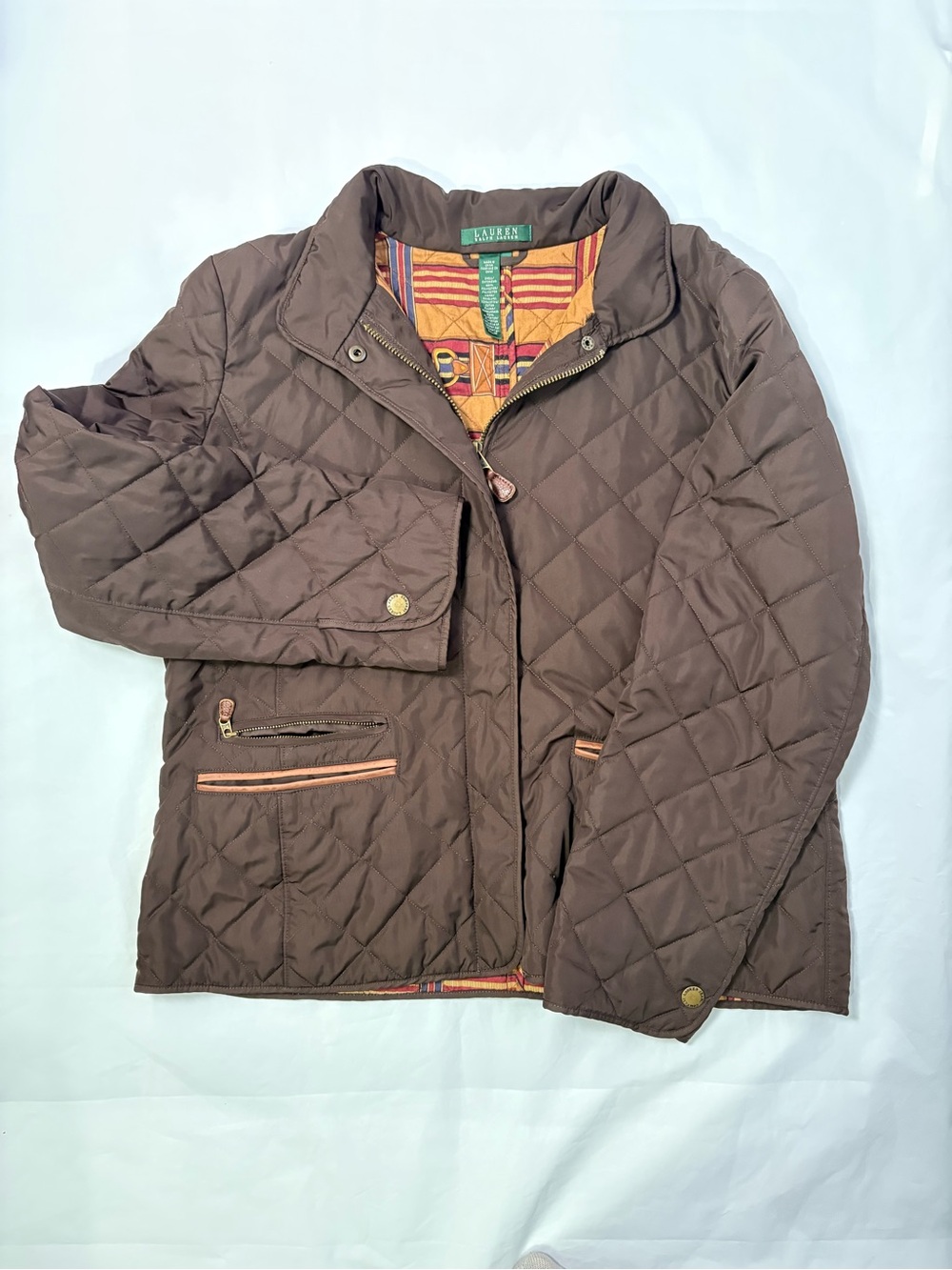 Ralph Lauren Brown Quilted Puffer Jacket Size XL